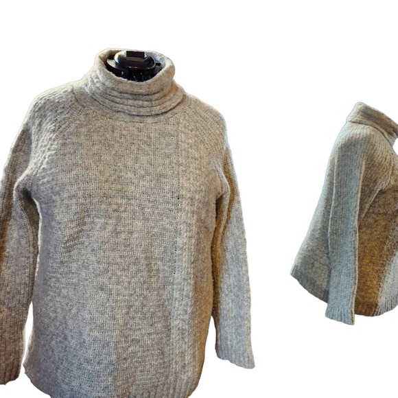 Orvis XL Light Grey Wool-blend cowlneck sweater - Picture 2 of 6